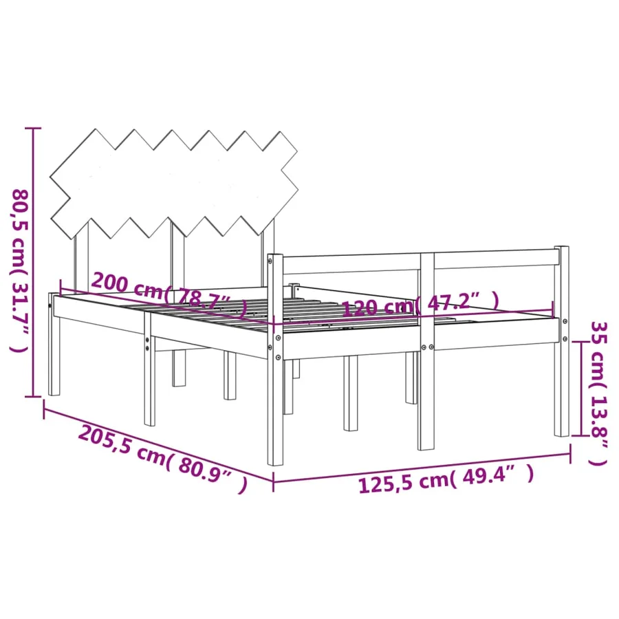 Lit pour personne âgée sans matelas blanc 120x200cm bois massif - 12