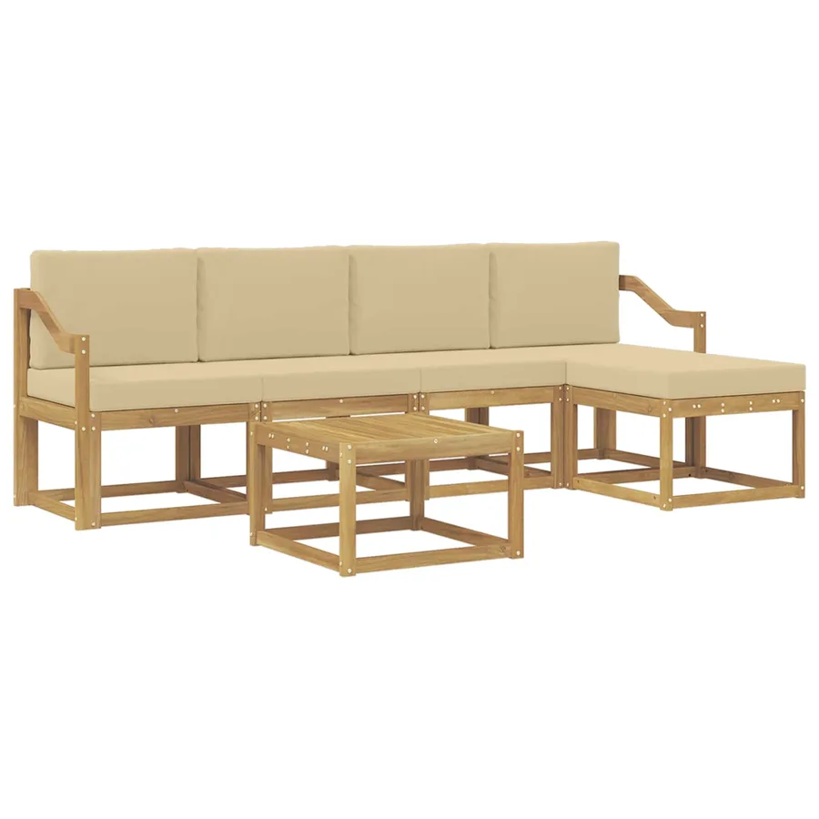 Ensemble de canapés d'extérieur 6 pcs Blanc et Beige - 2