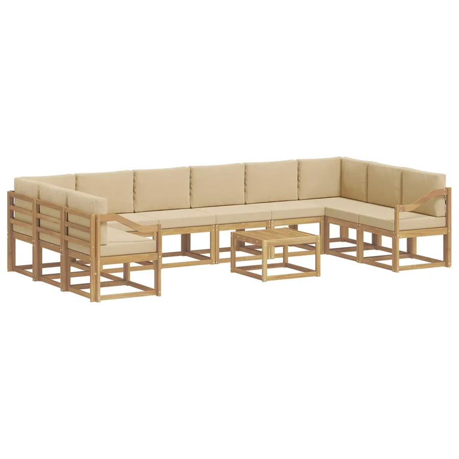Ensemble de canapés d'extérieur 11 pcs Blanc et Beige - 2