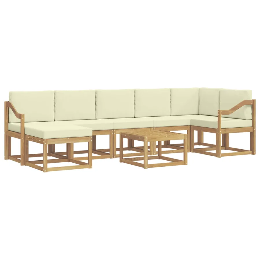 Ensemble de canapés d'extérieur 8 pcs Blanc et crème Polyester - 2