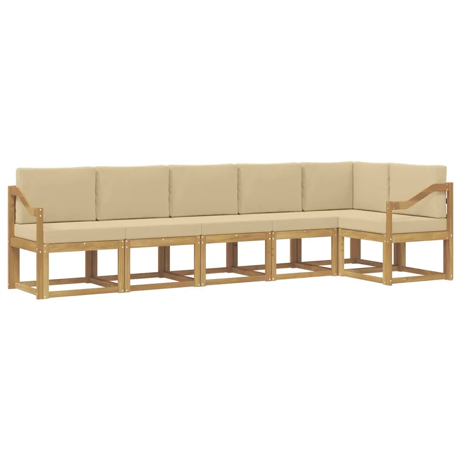 Ensemble de canapés d'extérieur 6 pcs Blanc et Beige Polyester - 2