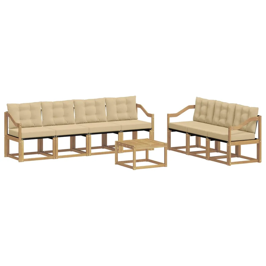 Ensemble de canapés d'extérieur 8 pcs Blanc et Beige - 2