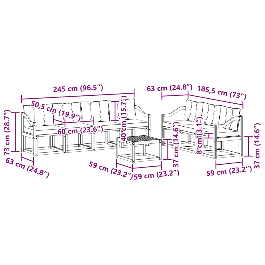 Ensemble de canapés d'extérieur 8 pcs Blanc et Beige - 8