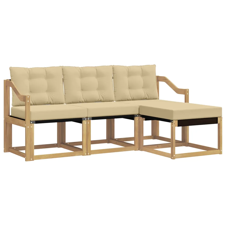 Ensemble de canapés d'extérieur 4 pcs Blanc et Beige - 2