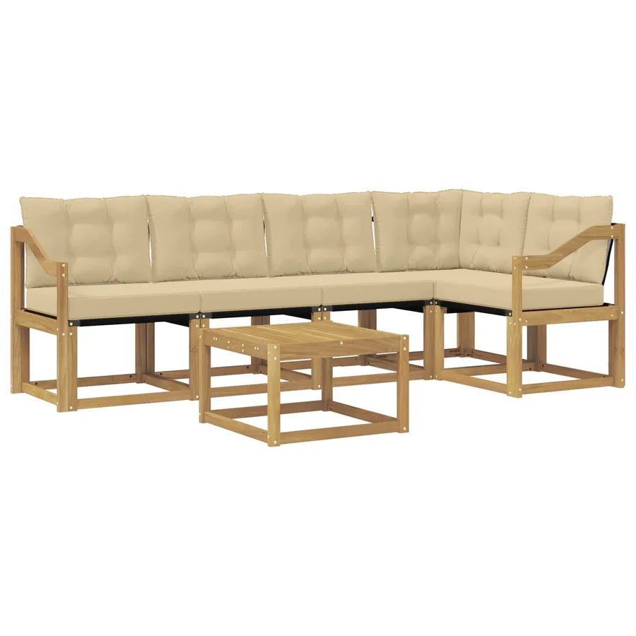 Ensemble de canapés d'extérieur 6 pcs Blanc et Beige - 2