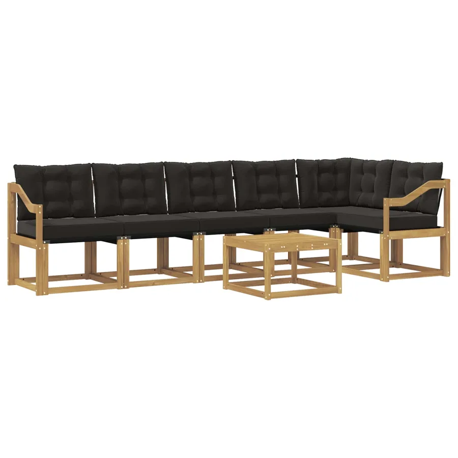 Ensemble de canapés d'extérieur 7 pcs Blanc et noir - 2
