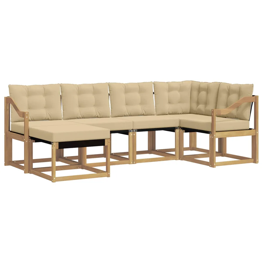 Ensemble de canapés d'extérieur 6 pcs Blanc et Beige - 2