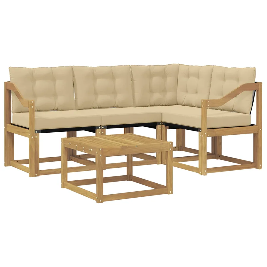 Ensemble de canapés d'extérieur 5 pcs Blanc et Beige - 2