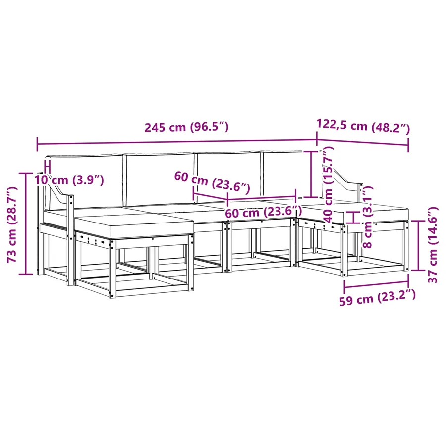 Ensemble de canapés d'extérieur 6 pcs Blanc et anthracite - 6