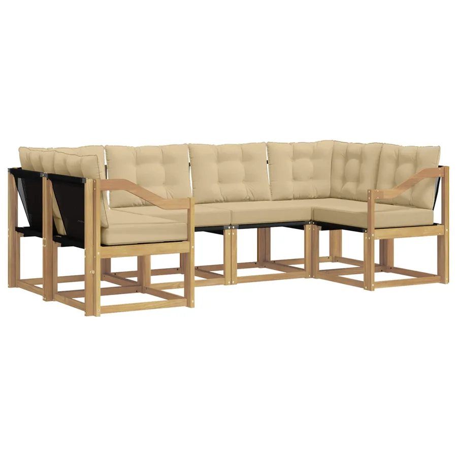 Ensemble de canapés d'extérieur 6 pcs Blanc et Beige - 2