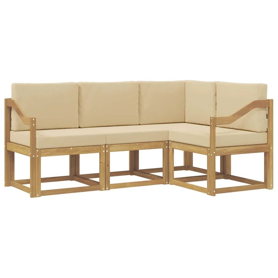 Ensemble de canapés d'extérieur 4 pcs Blanc et Beige - 2