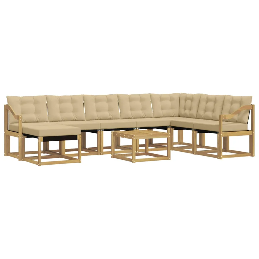 Ensemble de canapés d'extérieur 9 pcs Blanc et Beige - 2