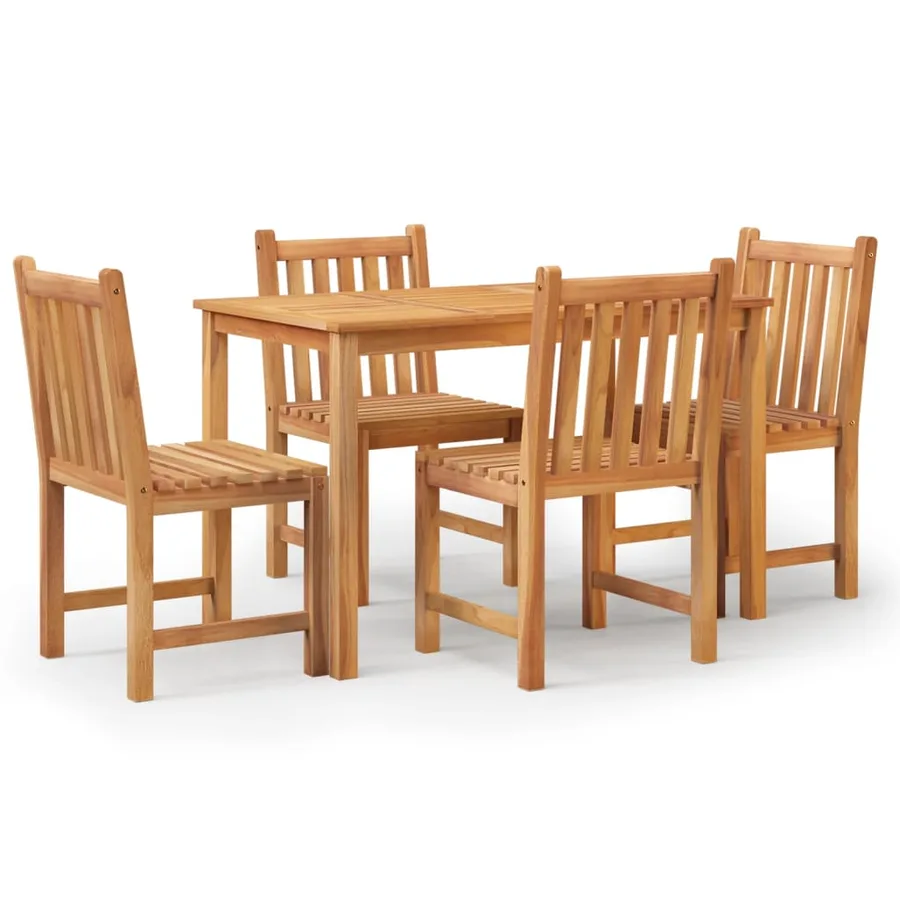 Ensemble à manger de jardin 5pcs Bois de teck massif - 2