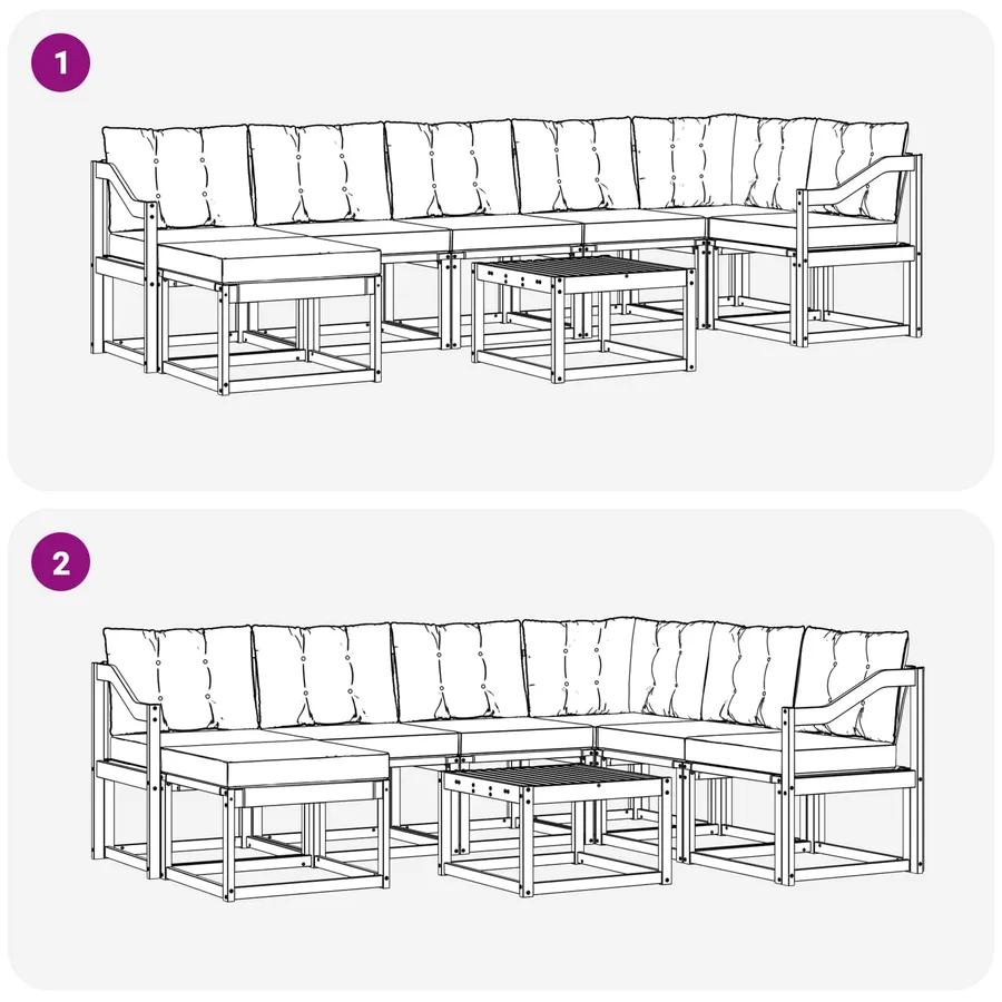 Ensemble de canapés d'extérieur 8 pcs Blanc et Beige - 11