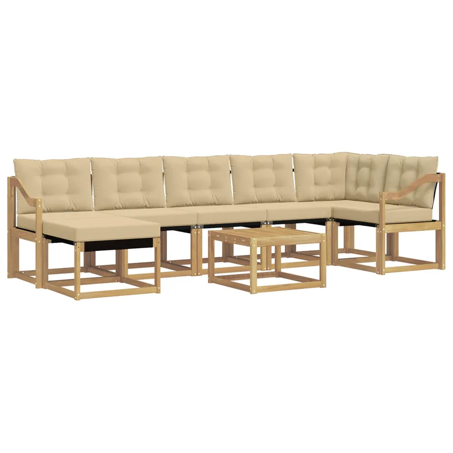 Ensemble de canapés d'extérieur 8 pcs Blanc et Beige - 2