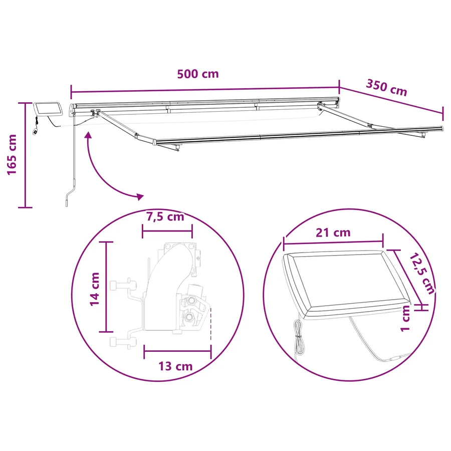 Auvent rétractable Gris clair et blanc 500 × 350 cm - 8