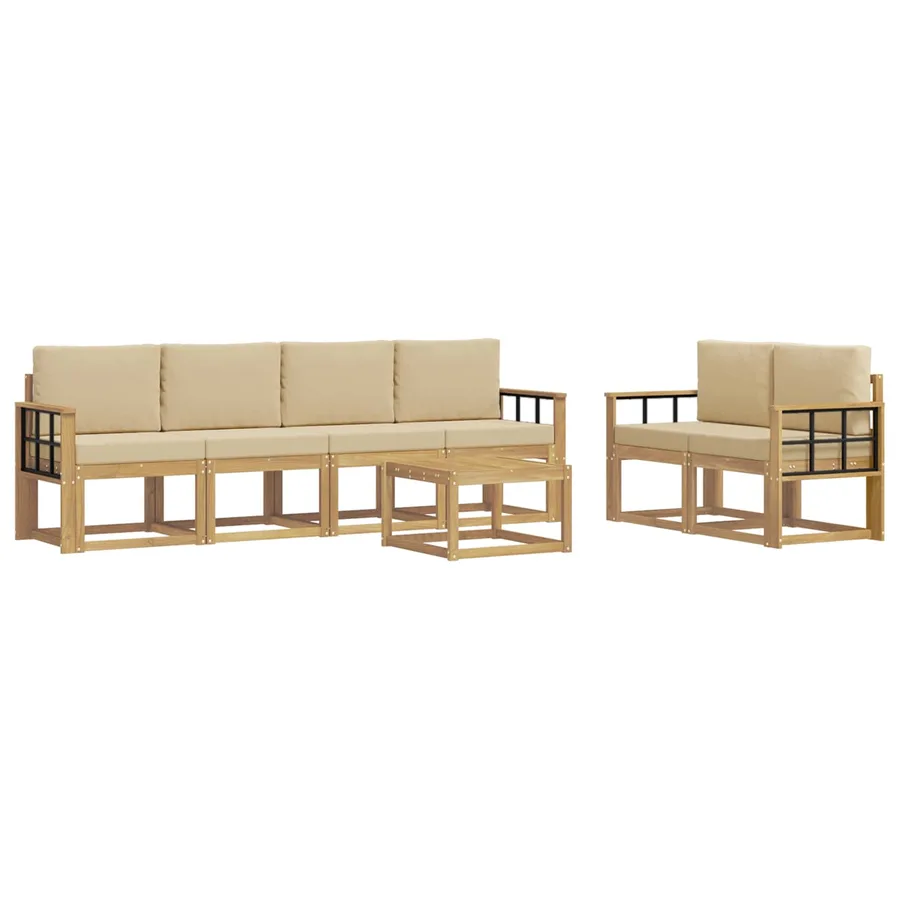 Ensemble de canapés d'extérieur 7 pcs Blanc et Beige - 2