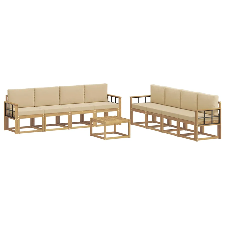 Ensemble de canapés d'extérieur 9 pcs Blanc et Beige - 2