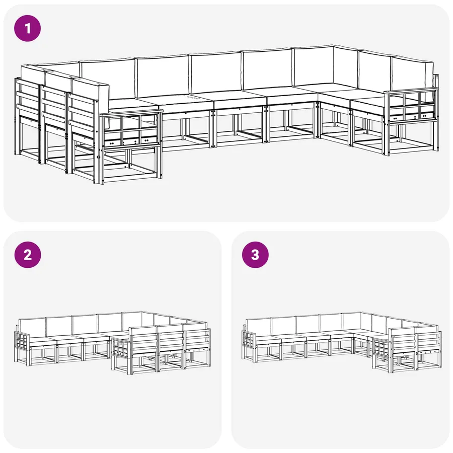 Ensemble de canapés d'extérieur 10 pcs Blanc et Beige - 7