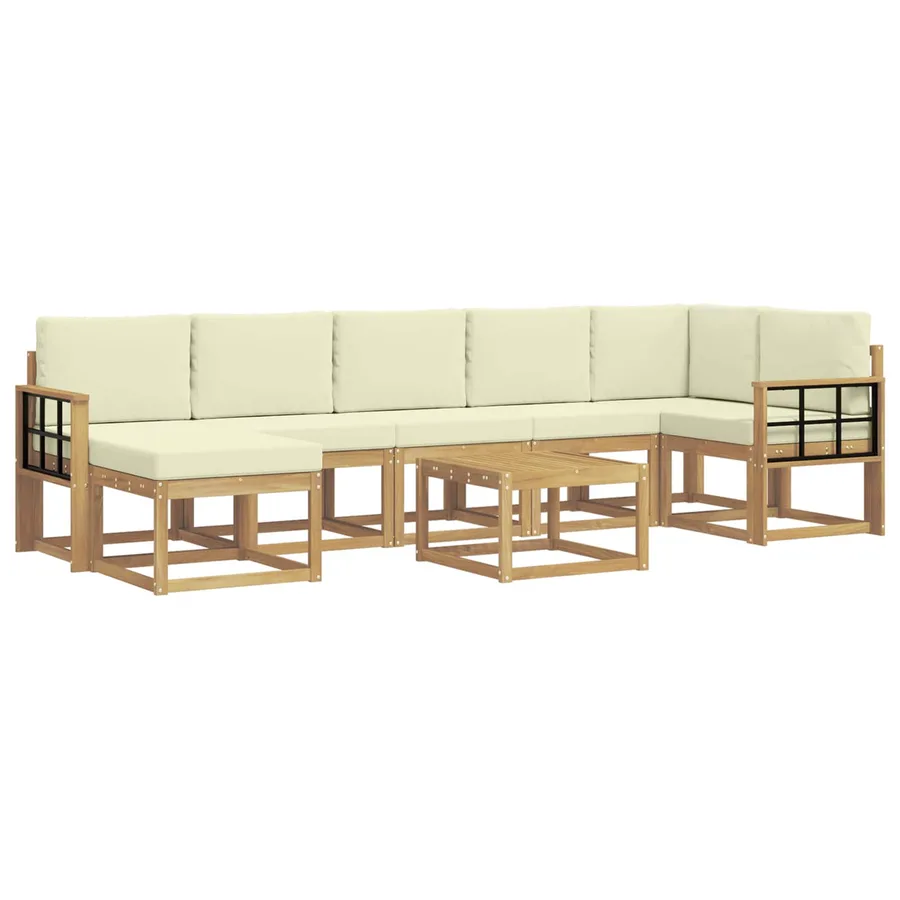 Ensemble de canapés d'extérieur 8 pcs Blanc et crème Polyester - 2