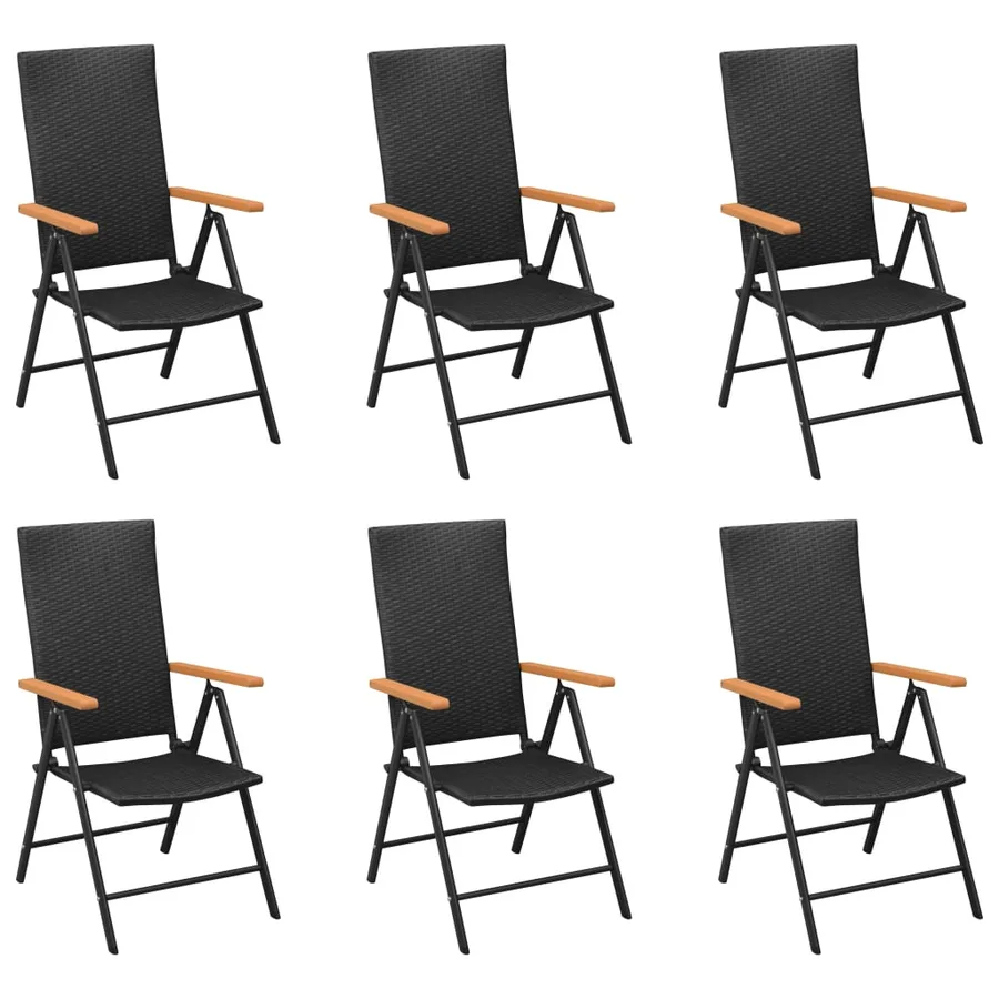 Ensemble à manger de jardin 7 pcs noir et marron - 3