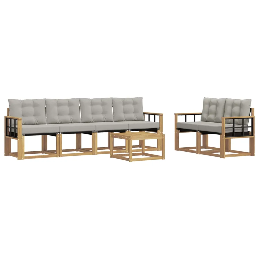 Ensemble de canapés d'extérieur 7 pcs Blanc et gris clair - 2
