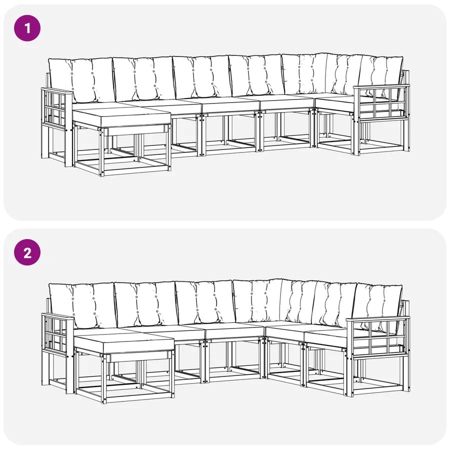 Ensemble de canapés d'extérieur 7 pcs Blanc et gris clair - 10