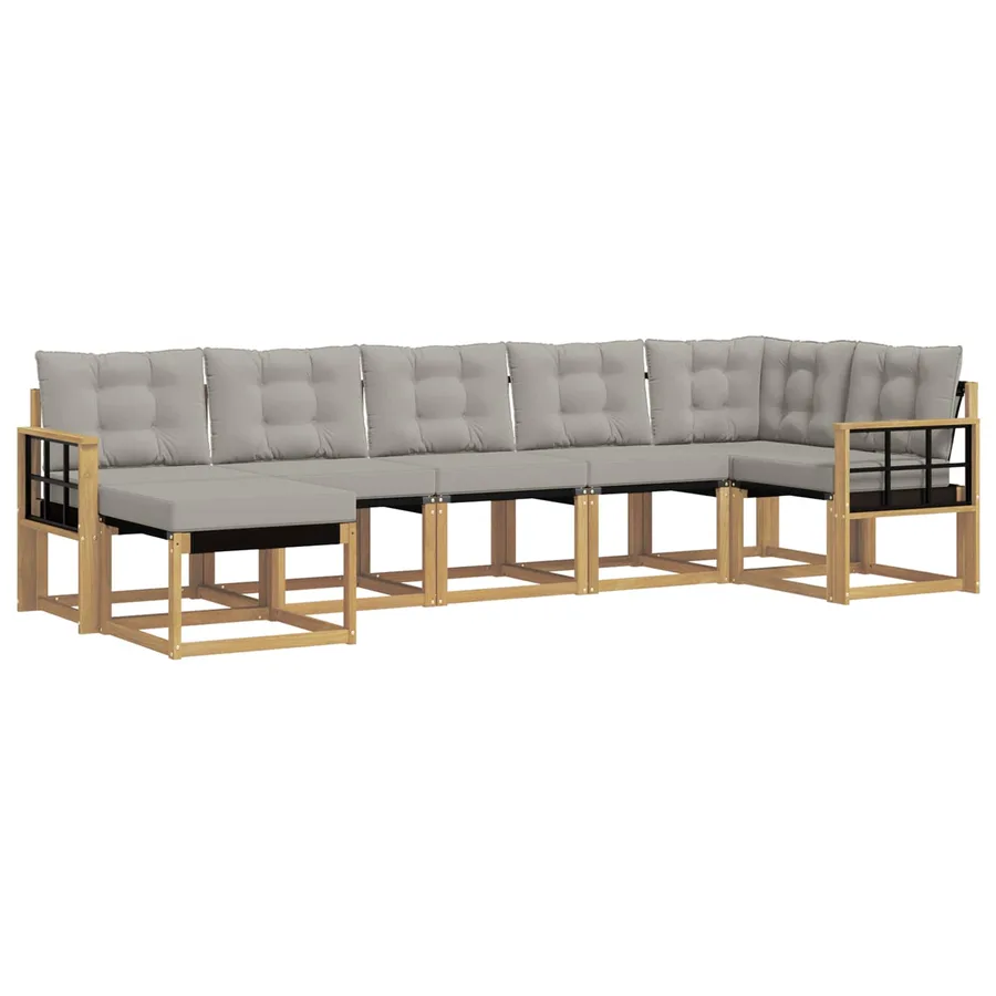 Ensemble de canapés d'extérieur 7 pcs Blanc et gris clair - 2
