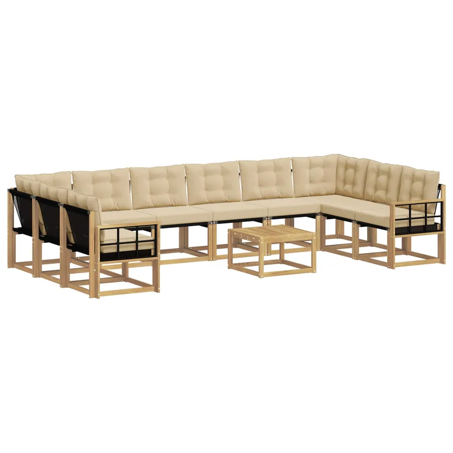 Ensemble de canapés d'extérieur 11 pcs Blanc et Beige - 2