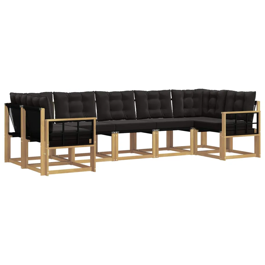 Ensemble de canapés d'extérieur 7 pcs Blanc et noir - 2