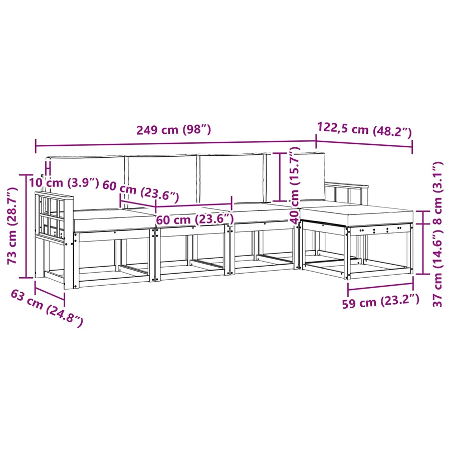 Ensemble de canapés d'extérieur 5 pcs Blanc et Beige - 6