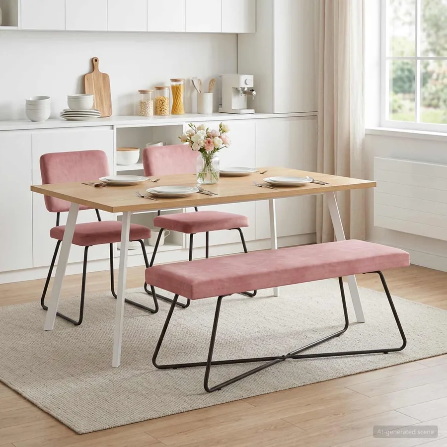 banc Rose 110 x 40 x 45 cm Velours - 3