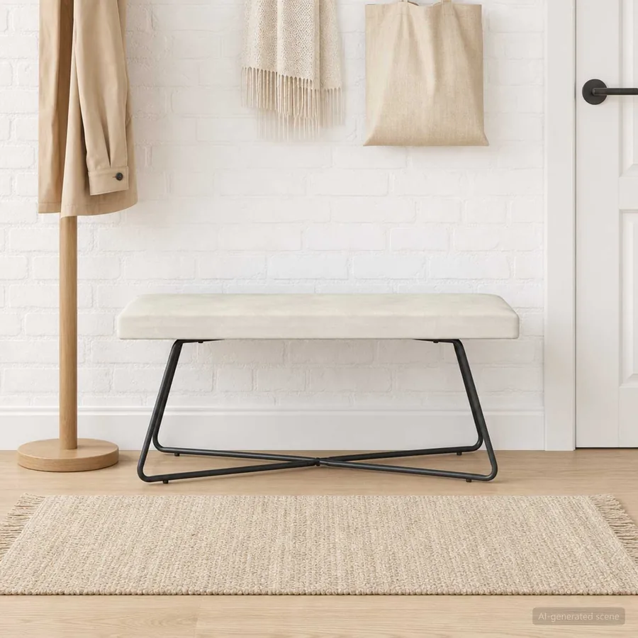 banc Crème 110 x 40 x 45 cm Velours