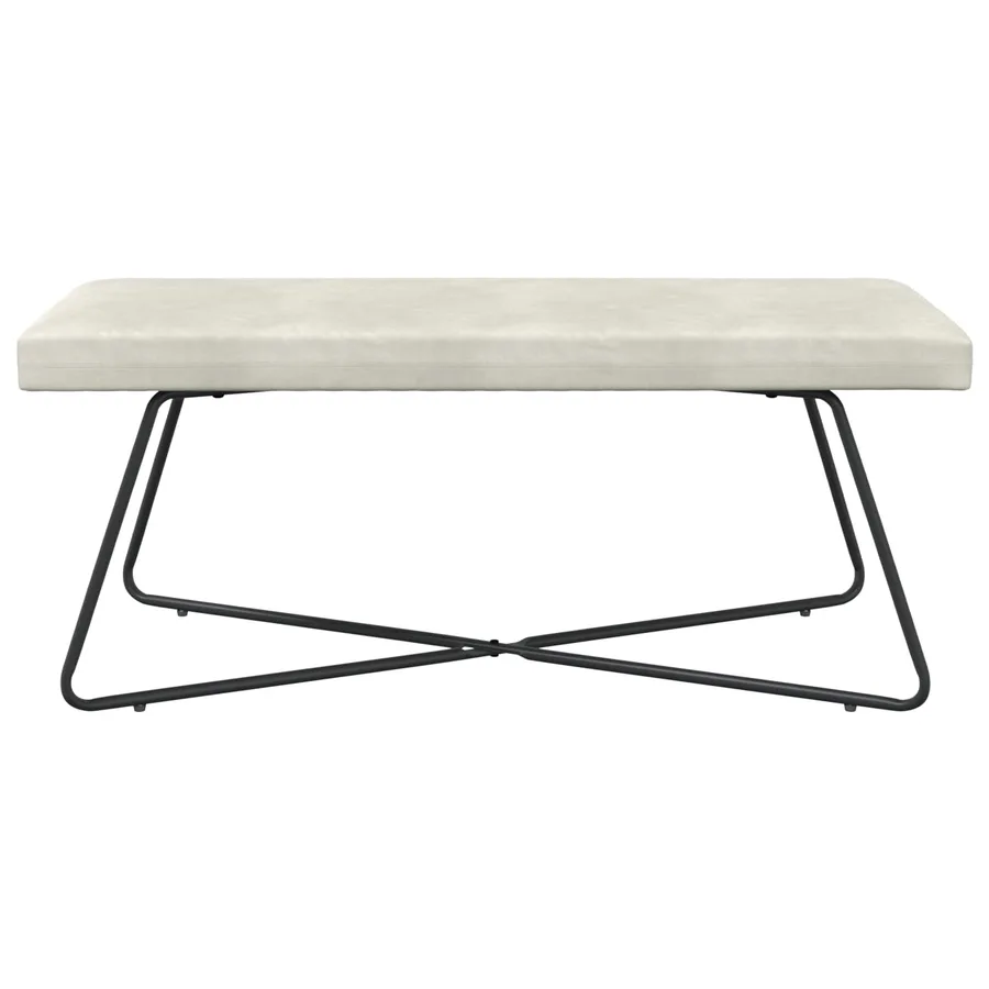banc Crème 110 x 40 x 45 cm Velours - 5