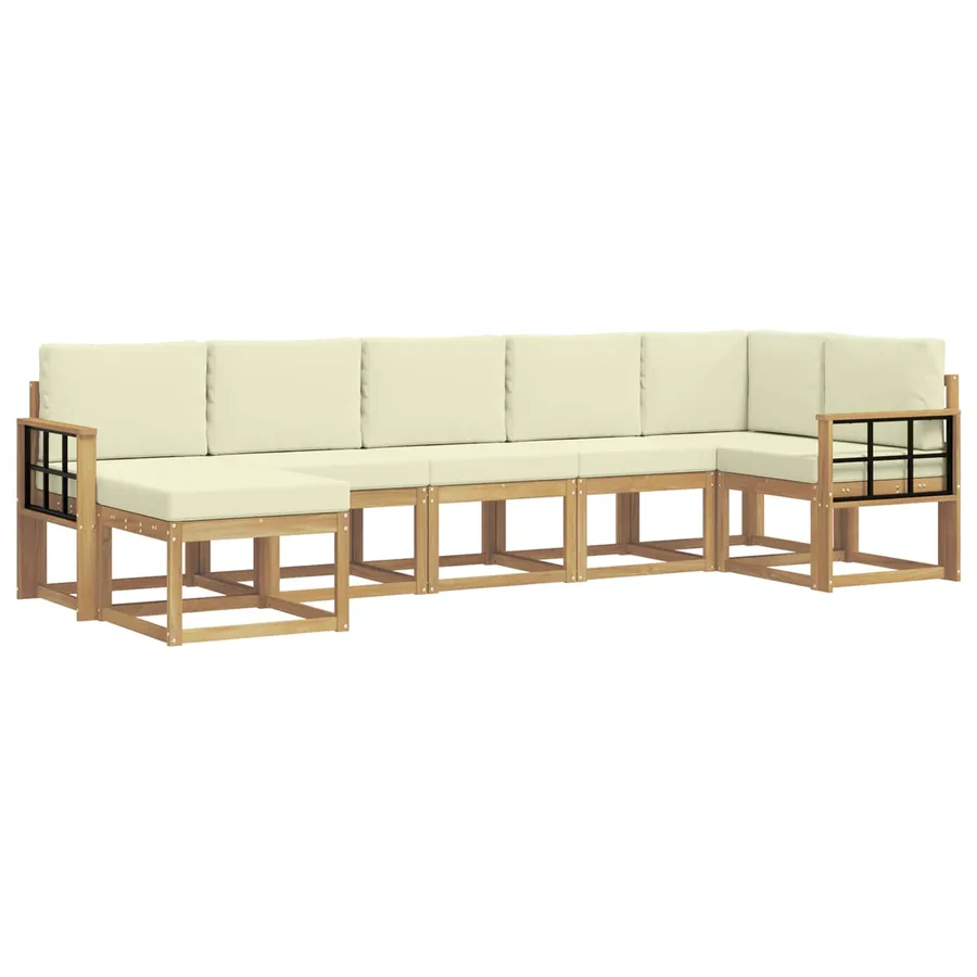 Ensemble de canapés d'extérieur 7 pcs Blanc et crème Polyester - 2