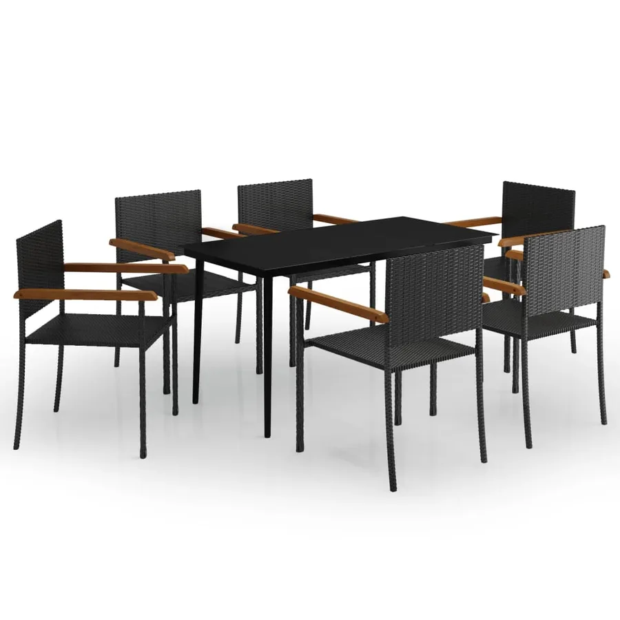 Ensemble à manger de jardin 7 pcs Noir - 2