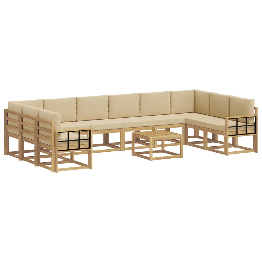 Ensemble de canapés d'extérieur 11 pcs Blanc et Beige - 2