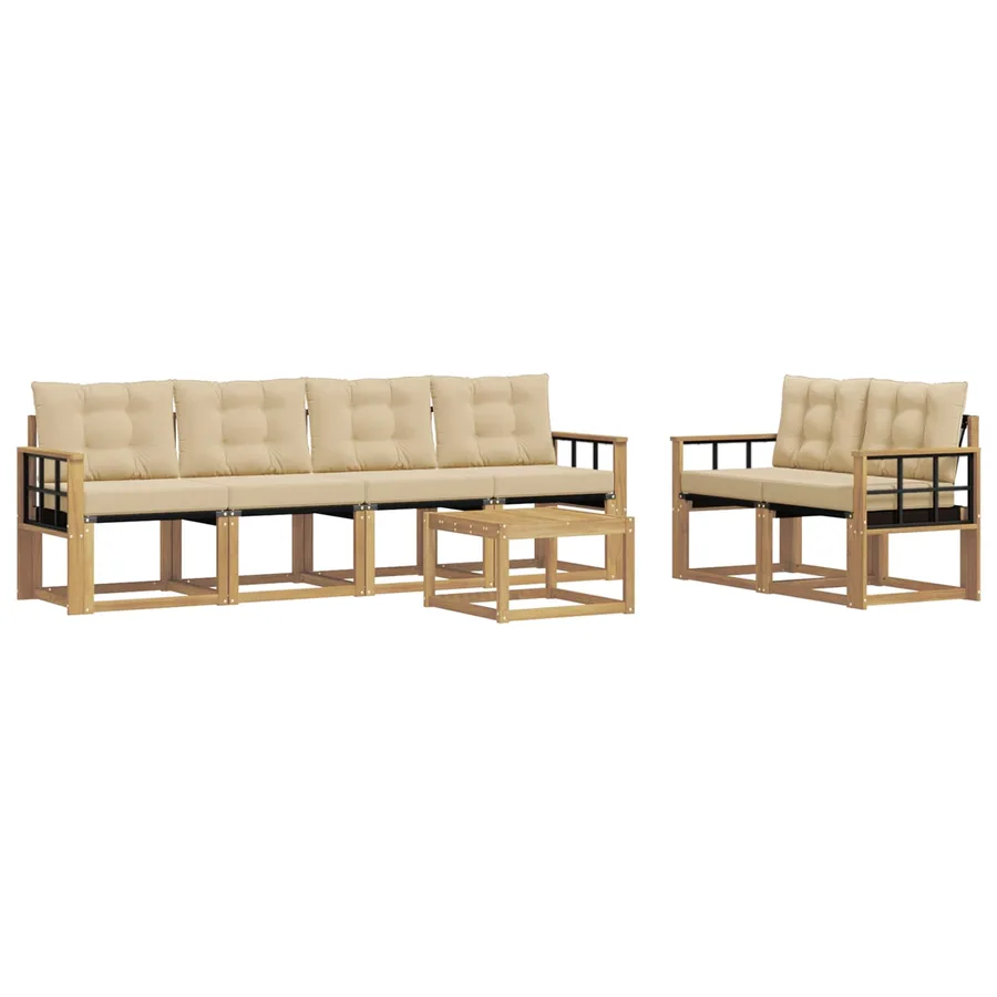 Ensemble de canapés d'extérieur 7 pcs Blanc et Beige - 2