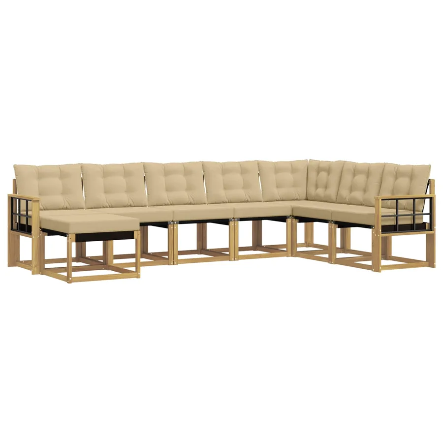 Ensemble de canapés d'extérieur 8 pcs Blanc et Beige - 2