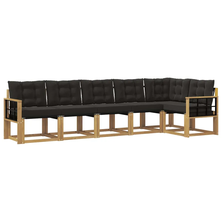 Ensemble de canapés d'extérieur 6 pcs Blanc et noir - 2