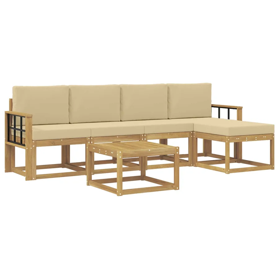 Ensemble de canapés d'extérieur 6 pcs Blanc et Beige - 2
