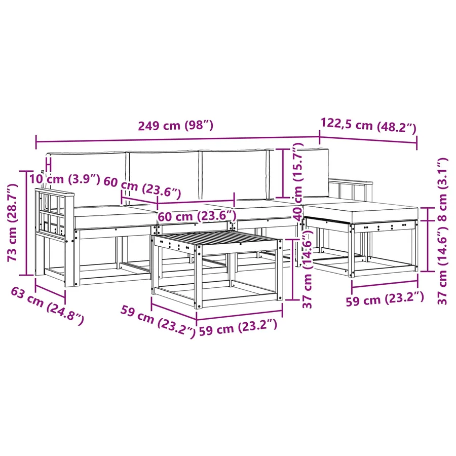 Ensemble de canapés d'extérieur 6 pcs Blanc et Beige - 7