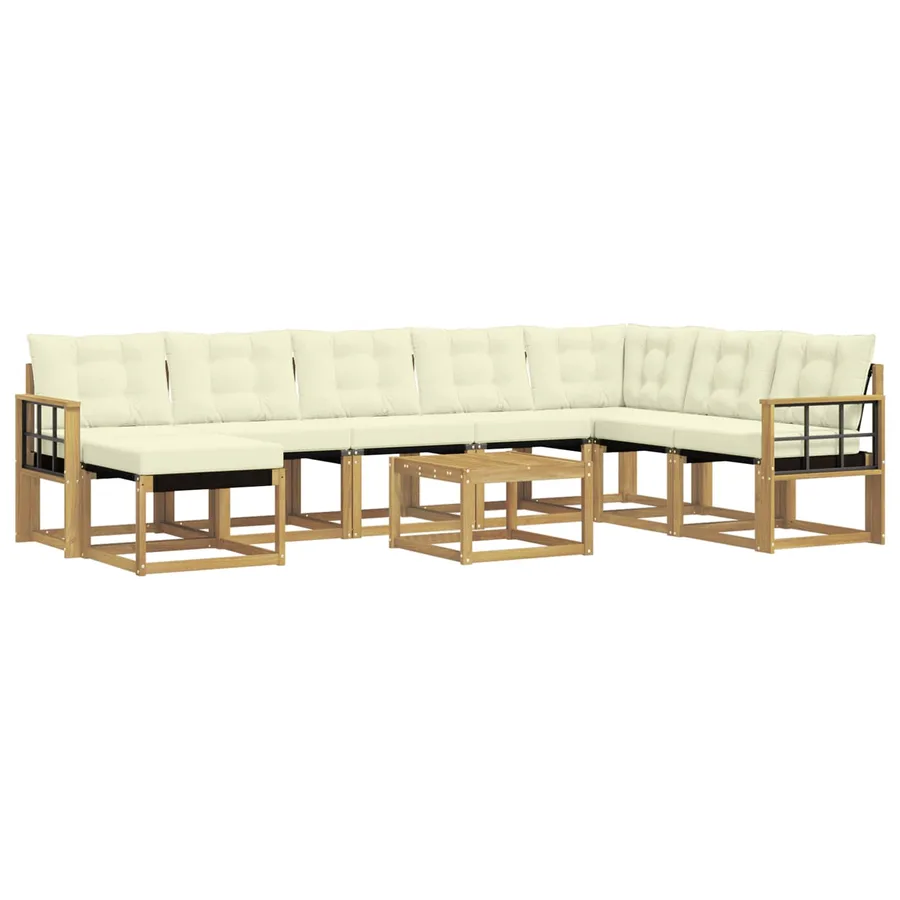 Ensemble de canapés d'extérieur 9 pcs Blanc et crème - 2