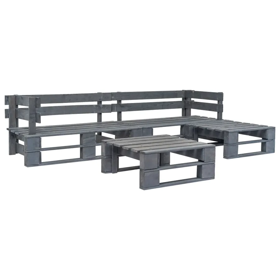 Salon palette de jardin 4 pcs avec coussins sable bois - 3