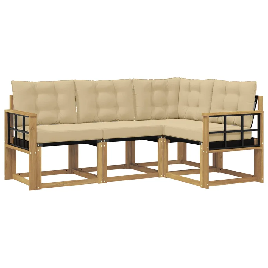 Ensemble de canapés d'extérieur 4 pcs Blanc et Beige - 2