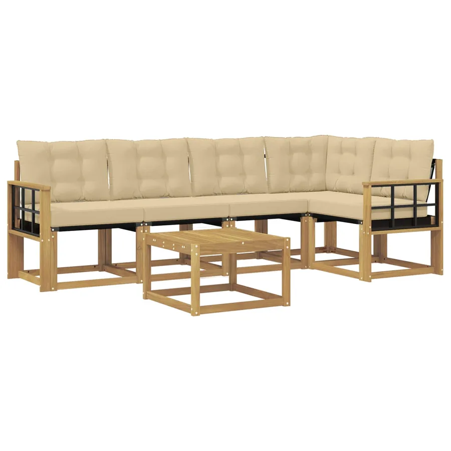 Ensemble de canapés d'extérieur 6 pcs Blanc et Beige - 2