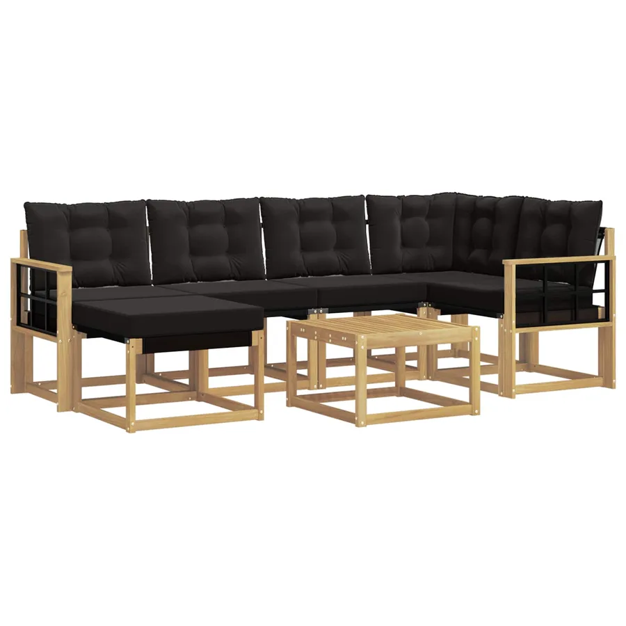 Ensemble de canapés d'extérieur 7 pcs Blanc et noir - 2