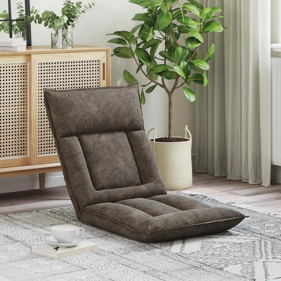 Fauteuil de sol ajustable Gris foncé Tissu