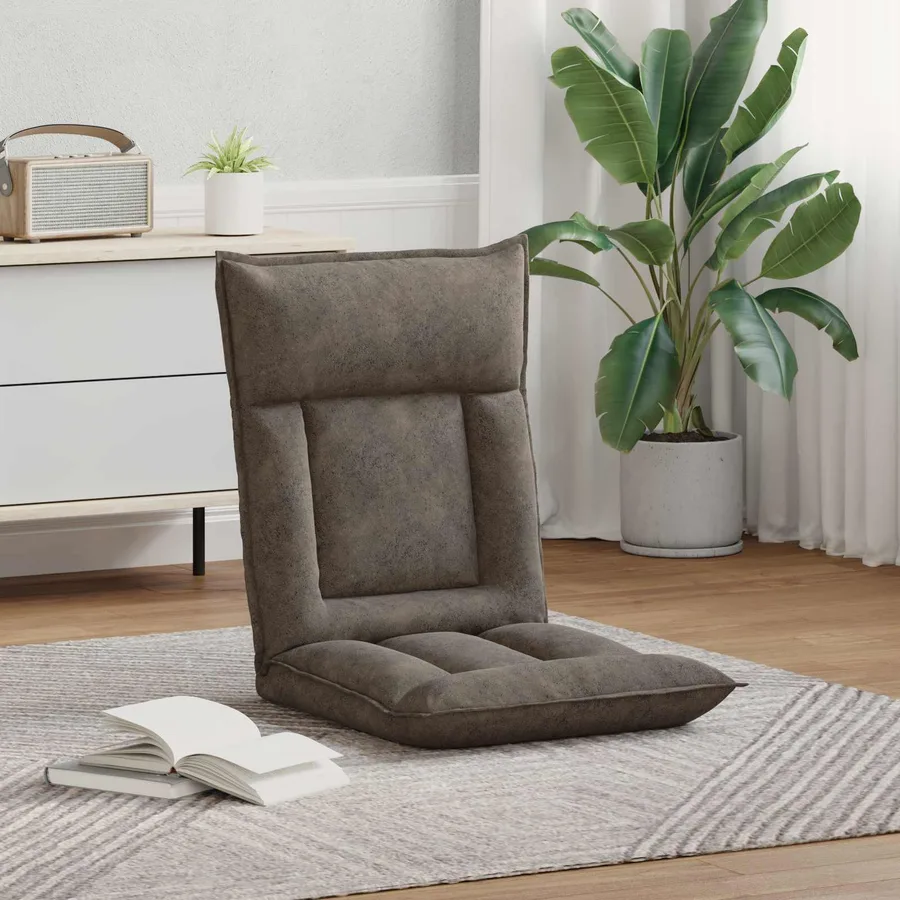 Fauteuil de sol ajustable Gris foncé Tissu - 3