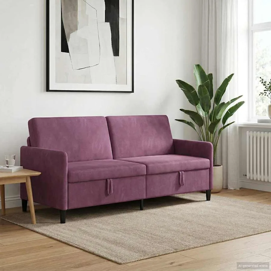 Sofa avec rangement Pourpre 192 x 78 x 87 cm Polyester - 3